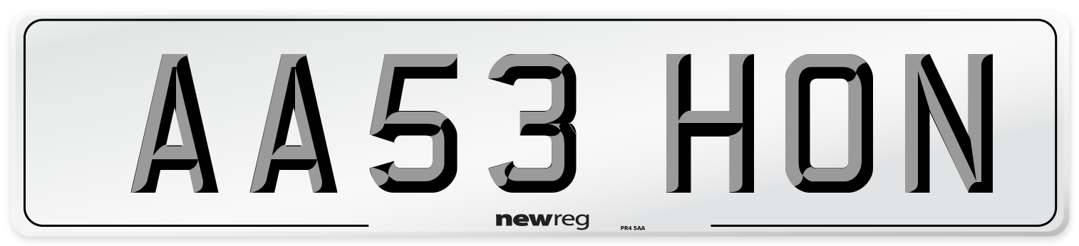 AA53 HON Number Plate from New Reg